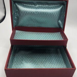 Vintage Briefcase Style Box - Original Box Burgundy and Gold with Blue Interior